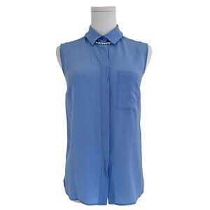 Stella McCartney Blue 100% Silk Sleeveless Shirt – Size 38 (US 6)